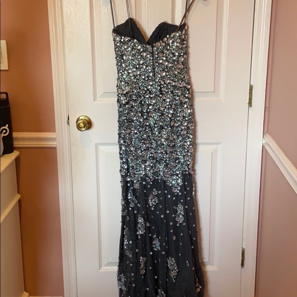 JOVANI Gray bedazzled Prom dress - Picture 3 of 5